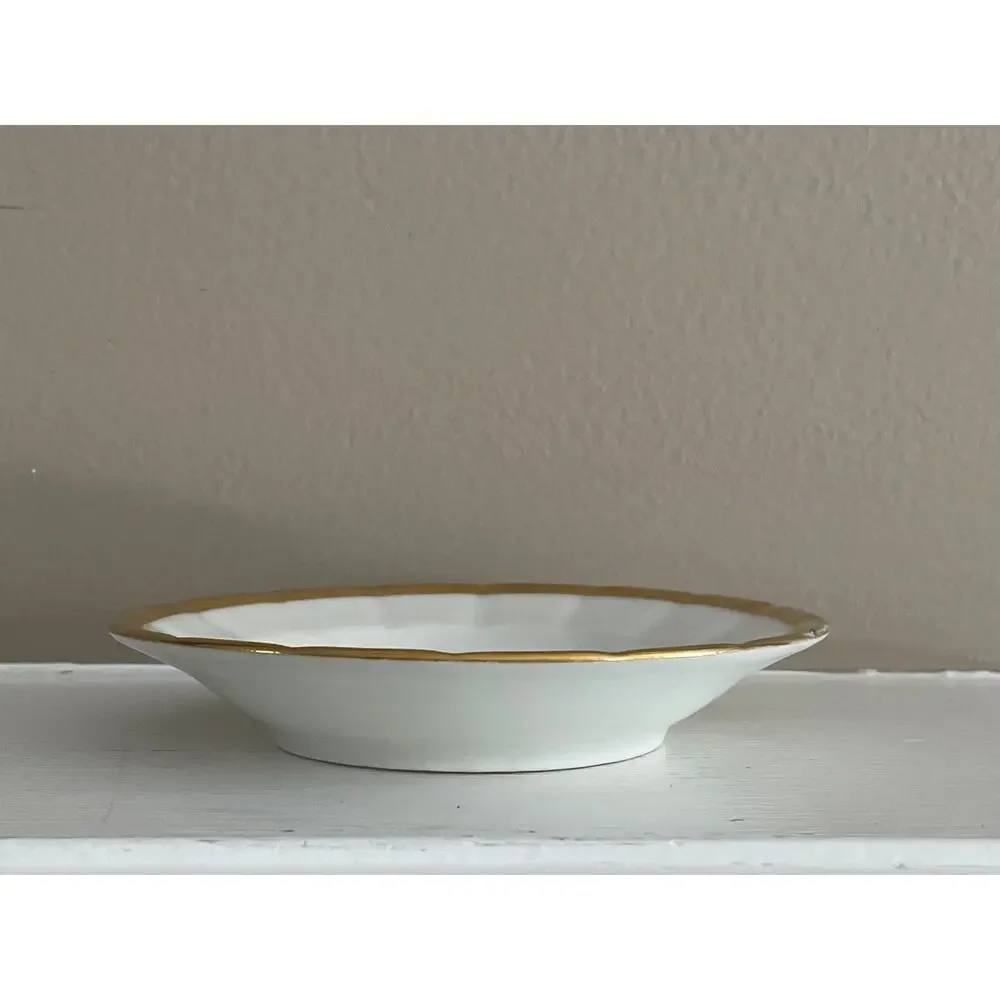 Old Paris White and Gold Porcelain Berry Bowls, Small Bowls, Set of 8
